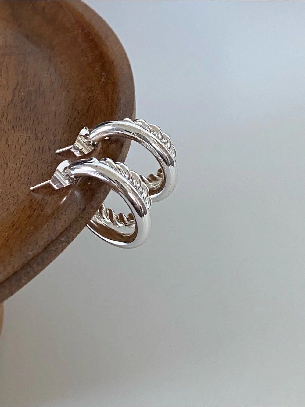 4/$15 Silver Double-Hoop Chain Accent Earrings